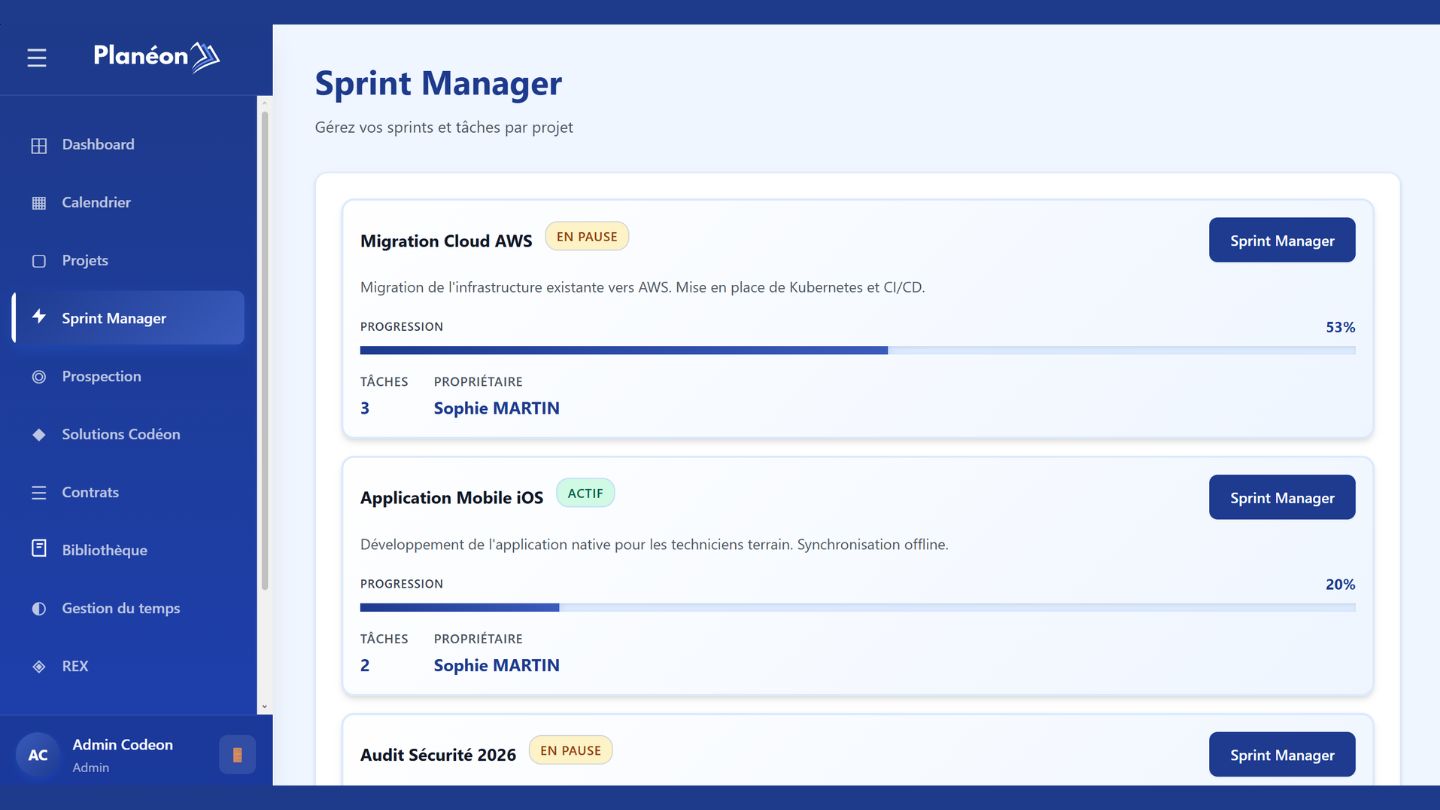 Planification de sprint et gestion agile dans Planéon